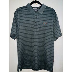 New! Greg Norman Five Iron Men's Striped Polo Shirt Size M Gray Polyester NWOT